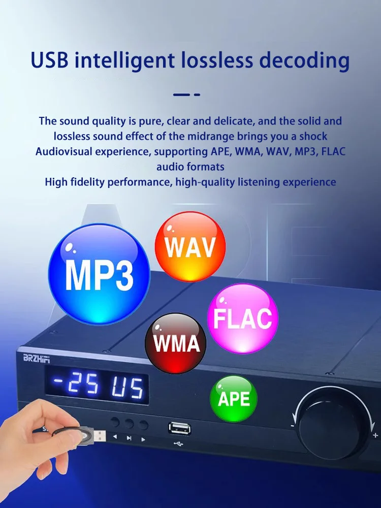 Description Picture 5 of itemBRZHIFI TPA3255 Dual-core HIFI X20 Amplifier 600W High-power USB Drive Player BT Audio Suit