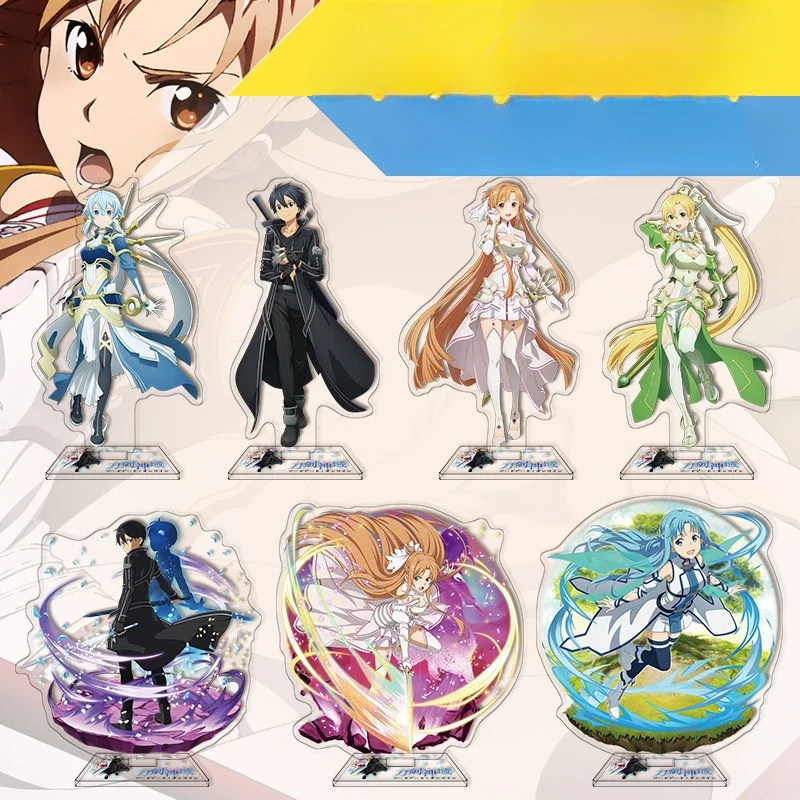 

Anime Kirigaya Kazuto Yuuki Asuna Kirigaya Suguha Action Figures Standing Acrylic Transparent Stand Creative Model Fans Gift