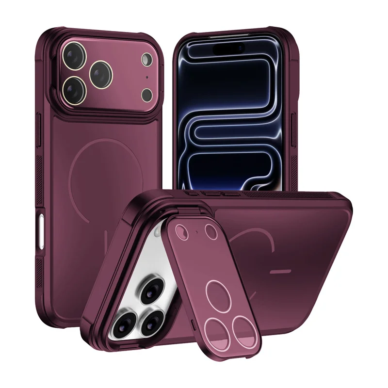 Magsafe Magnetic Shockproof Phone Case with Lens Bracket and Matte Acrylic Back Cover