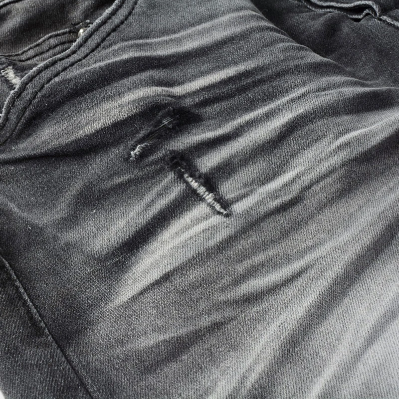 High Street Fashion  Men Jeans Retro Gray Designer Stretch Skinny Fit Ripped Jeans Men Elastic Buttons Fly Hip Hop Brand Pants