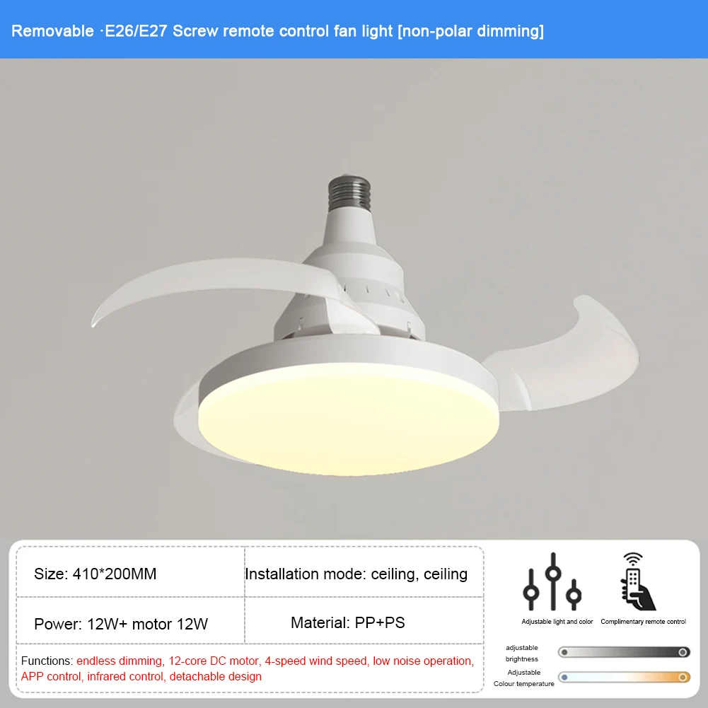 Portable Plastic Hanging Fan with LED Light for Bedroom Living Room