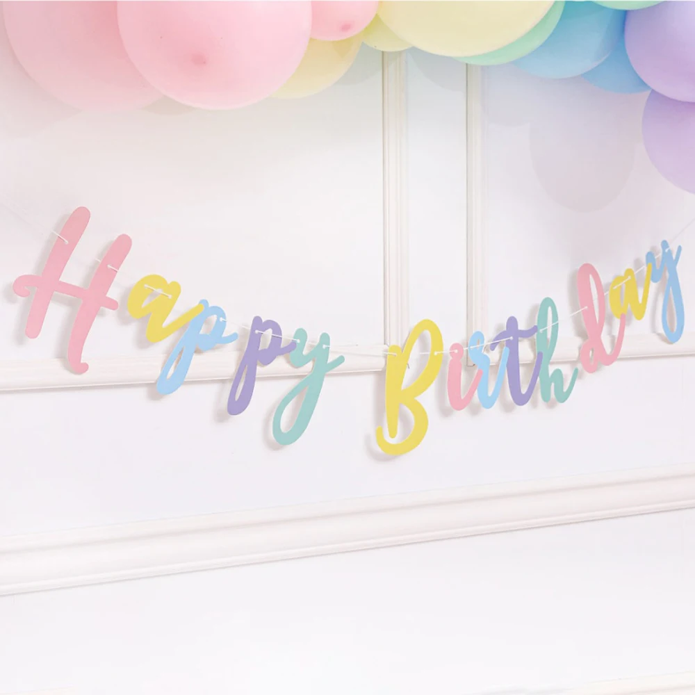 First Birthday Banner Decoration Rose Gold Happy Birthday Confetti Garland 1st One Year Supplies For Boy Girl Party Adult Kids Baby