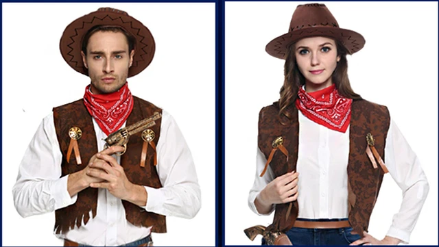 2022 bambini adulti Cowboy costumi Cosplay festa di Halloween travestimento  ragazzo donna Wild West Fancy Cowgirl Vest Cap sciarpa abiti - AliExpress