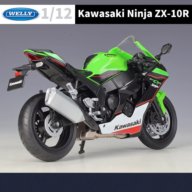 WELLY 1:12 Kawasaki Ninja ZX-10R Heavy Locomoti Alloy Motorcycle Model Metal Toy Cross-country Racing Motorcycle Model Kids Gift 3