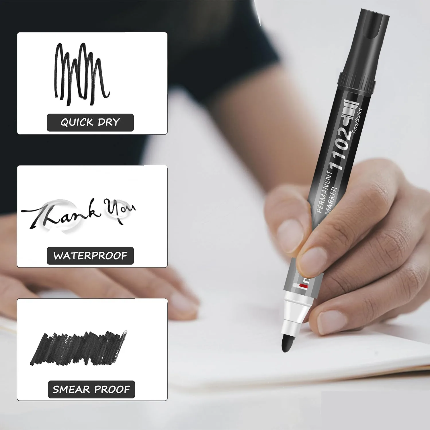 Ink Marker Pens 1/10/100pcs 2mm Red Blue Ink Black Permanent Marker Pens Fine Tip Waterproof Quick Drying Drawing Pens Wood Stone Metal Glass