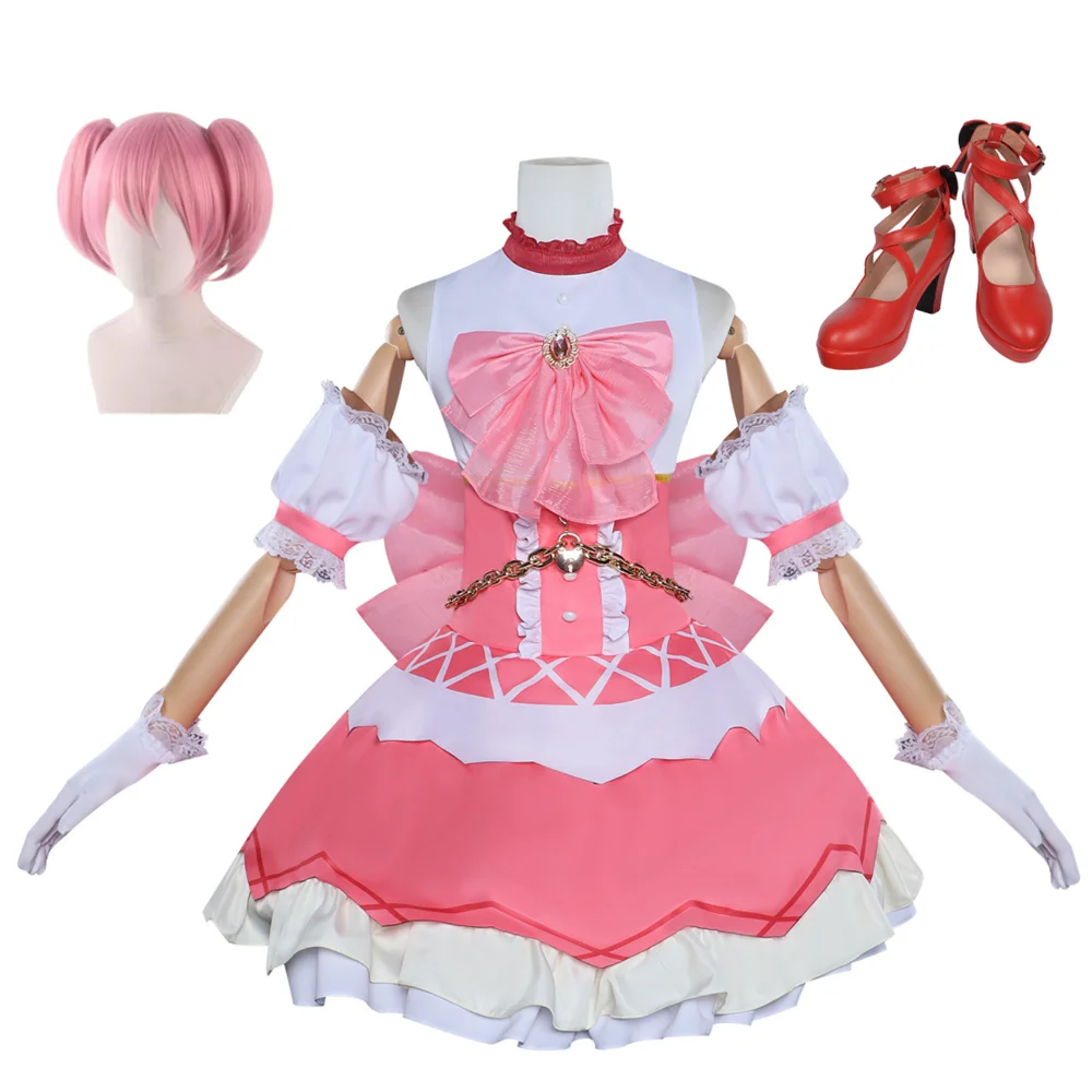 

Kaname Madoka Косплей Puella Magi Madoka Magica костюм набор париков Аниме Лолита стиль Хэллоуин костюмы для женщин игра
