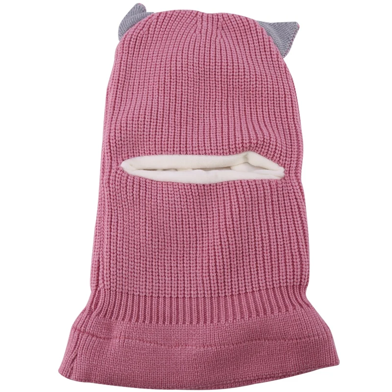 

Warm Hats Thicken Windproof Plus Velvet Children's Knit One-Pieces Neck Protector Face Earmuff Hat For Kids