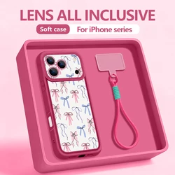 Vibrant Ribbon Bow Pattern Shockproof Phone Case - TPU Silicone Cover - iPhone 15 (B514 Hot Pink)