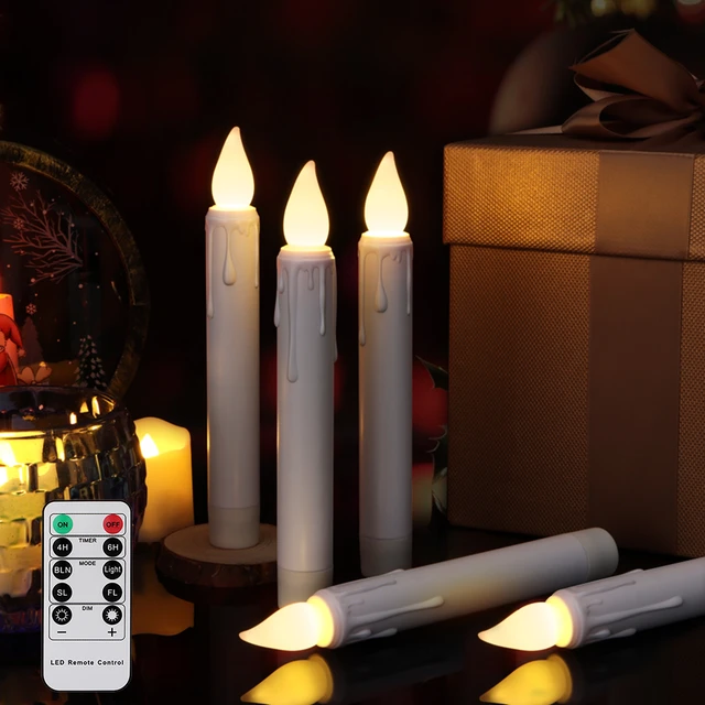 Fausse bougie LED étanche sans flamme pour Noël, fonctionnement à piles,  minuterie à distance 6H, anniversaire, décoration de la maison, fête de  Léon, ci-après les - AliExpress