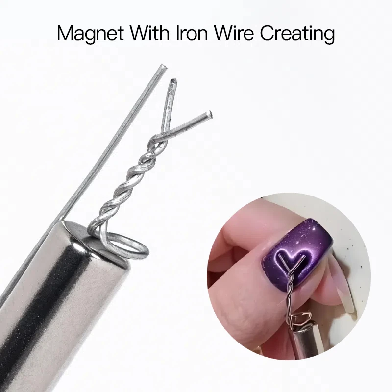 6-piece Heart-shaped Cat Eye Magnet Stick Set Nail Art Tools DIY Magnet Stick Magnetic Polish Effects Nail Art Supplies Magnetic Nail Art Tools Cat Eye Nail Tool Magnetic Nail Tools Magnetic Nail Pen