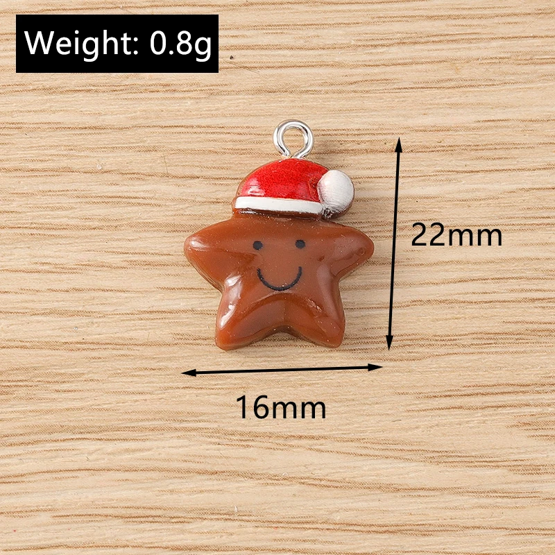 Tusember 10 Stück süße Harz Weihnachten Weihnachtsmann Baum Hirsch Charms Anhänger für Schmuckherstellung Ohrringe Halsketten Armbänder DIY – Detail 14