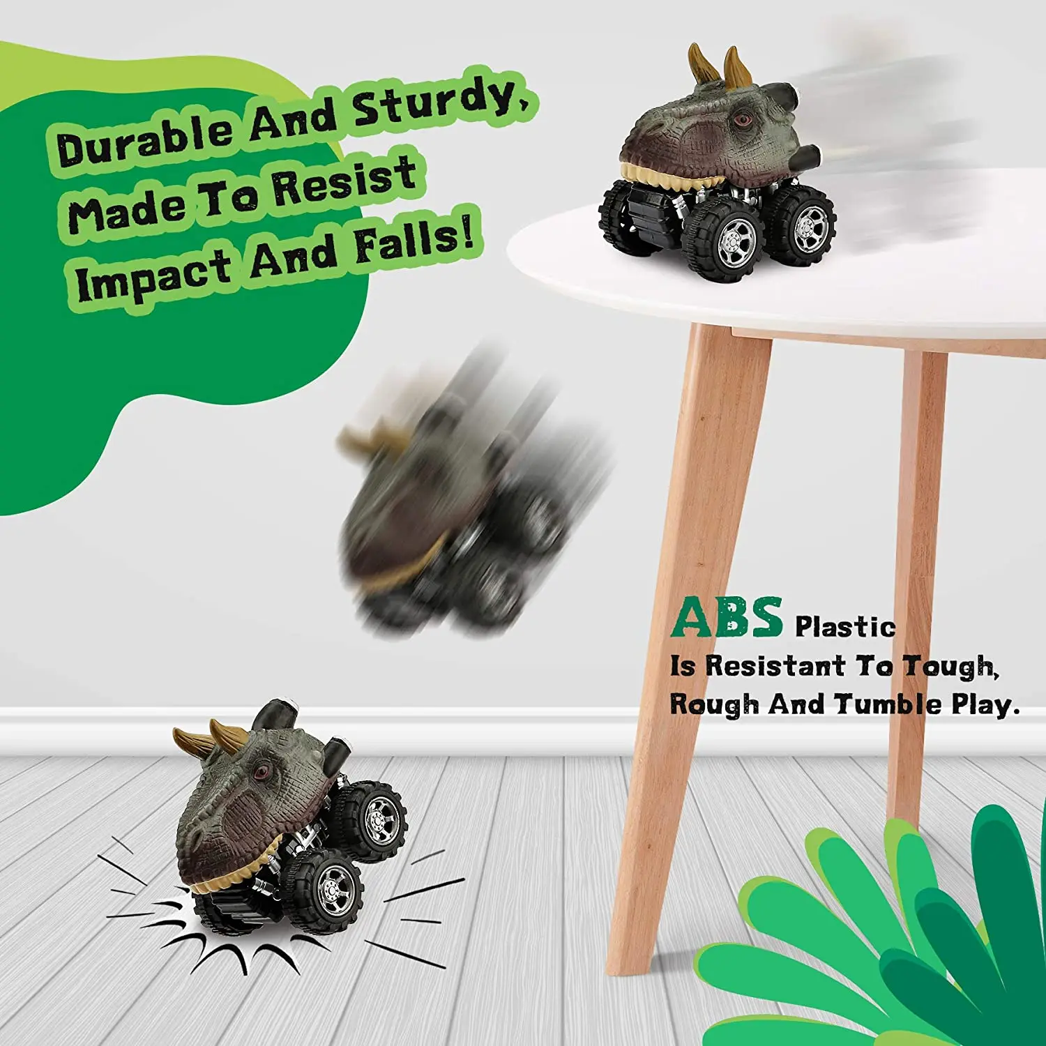 Dinosaur Toys Pull Back Cars Mini Monster Truck Car Toy Set for Kids Toddlers Boys Girls Gifts 2