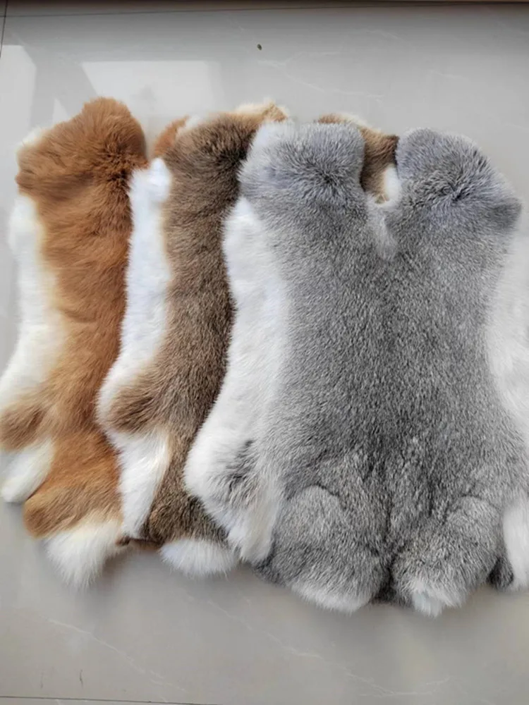 Peau de lapin véritable et douce naturelle, matériaux cachés en vraie fourrure moelleuse pour l'artisanat, pièce entière, bricolage, décoration de la maison, accessoires pour vêtements