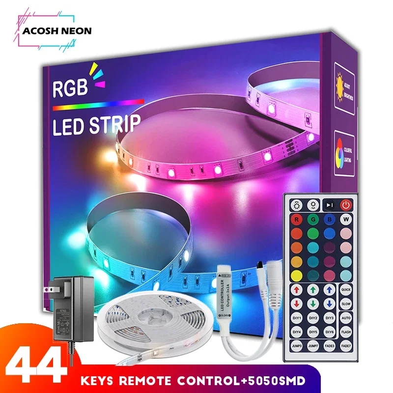 

RGB Led Strip with 44keys Remote Control 24v Luces Led 5050 30m/98.4ft Flexible Led Strip Lightsfor Tv Home Bedromm Decortation