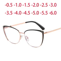 Retro Metal Cat Eye Glasses New Fashion Clear Lenses Prescription Short Sight Eyewear 0 -0.5 -1 -1.25 -1.5 -1.75 -2.0 To -6 1
