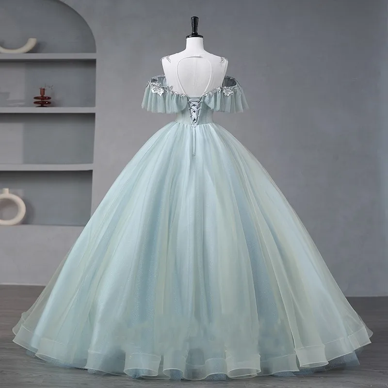 Sweetheart Glittering Off-Shoulder Quinceanera Dress Beading Appliques Ball Gown Vestidos De 15 Birthday Party Gowns Corset