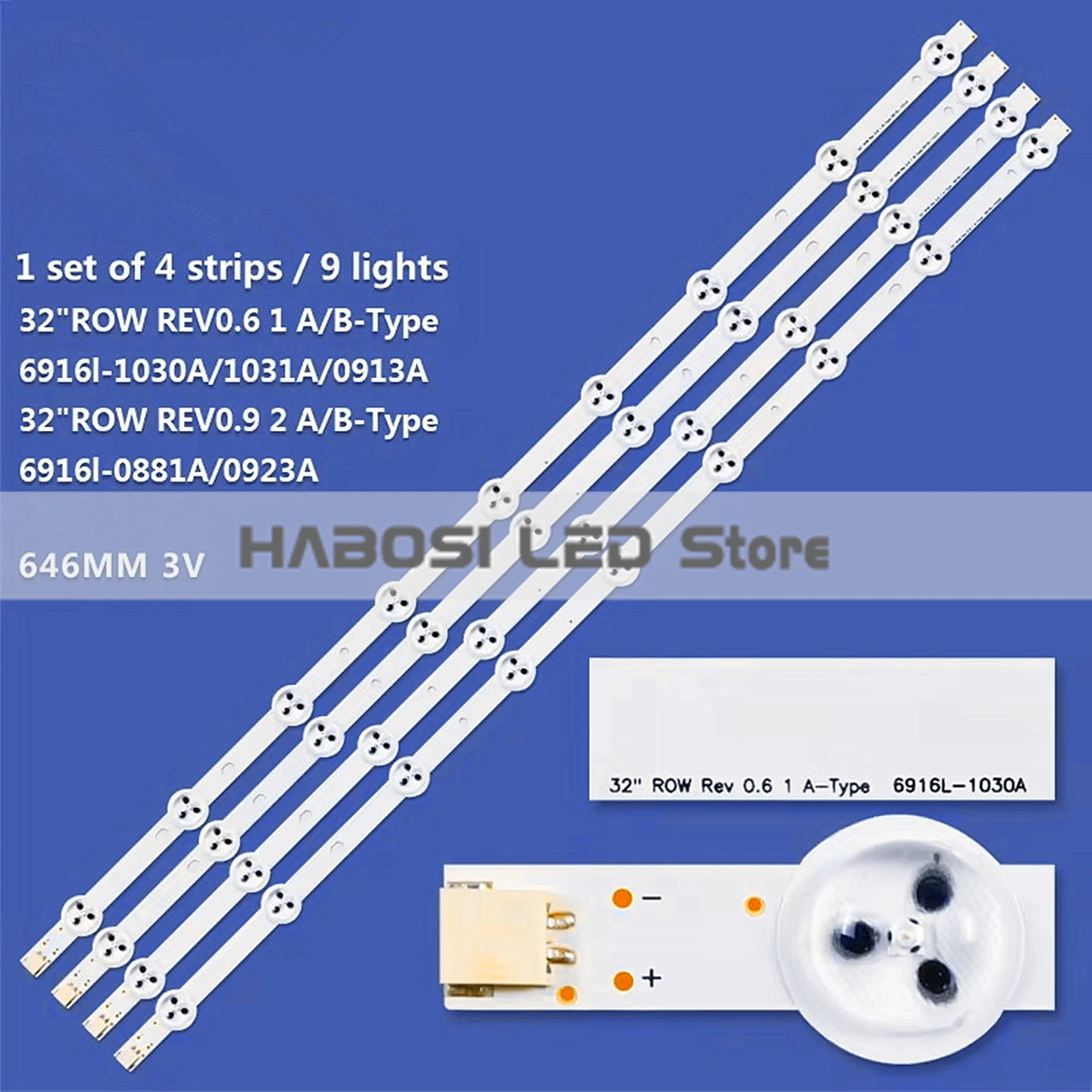 4pcs 6916L 1030A 1031A 0923A 0881A 32 ROW Rev0 6 2 A Type B Rev0 9 32LS3400 UA 32PFL3507 32PHG4900 LE32D1352 32LM340T 32LM3400