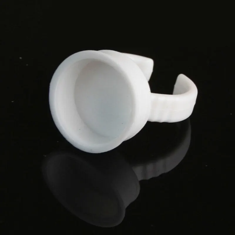 Disposable White Glue Holder Ring Adhesive Pallet For Eyebrow Tattoo Pigment Eyelash Extension Container Ring Cup 100pcs glue holder ring