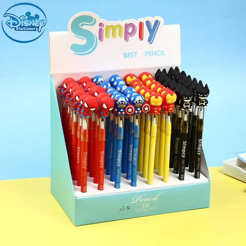 

48pcs Disney Cartoon Character Spider Man Iro Man Styled Doll Pencil Student Children Study Pencil Stationery Supplies Wholesale