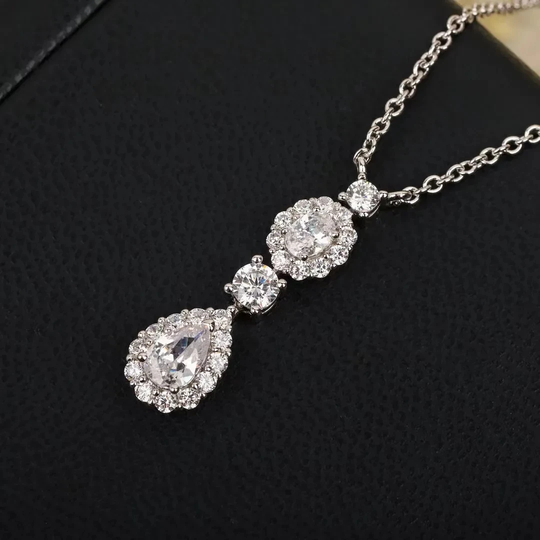 

New Round Hot Brand 925 Sterling Silver Ladies Beach Necklace Classic Fashion Luxury Stone Ladies Autumn Winter Jewelry