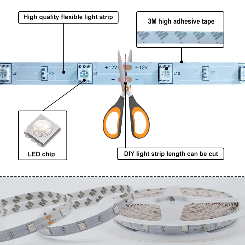 LED Plant Grow Strip lights Full Spectrum Flower phyto lamp Waterproof for Greenhouse Hydroponic Growth Light +Power adapter