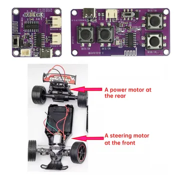 Kit telecomando a quattro canali 2.4G per macchinine fai-da-te Robot per barche con ricarica di tipo C a lungo raggio fino a 200 M Connessione stabile