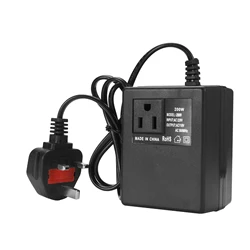 Universal 200W Step Down Voltage Converter - 220V to 110V Travel Power Adapter (UK Plug)