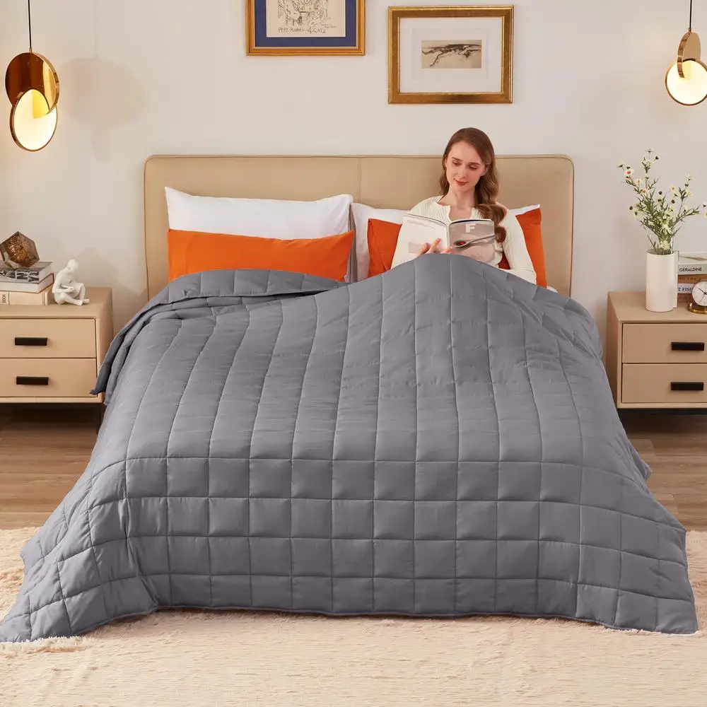 Weighted Blanket Adults 20lb King Size Deep Pressure Stimulating Cooling Nontoxic Glass Beads Hypoallergenic Microfiber 3