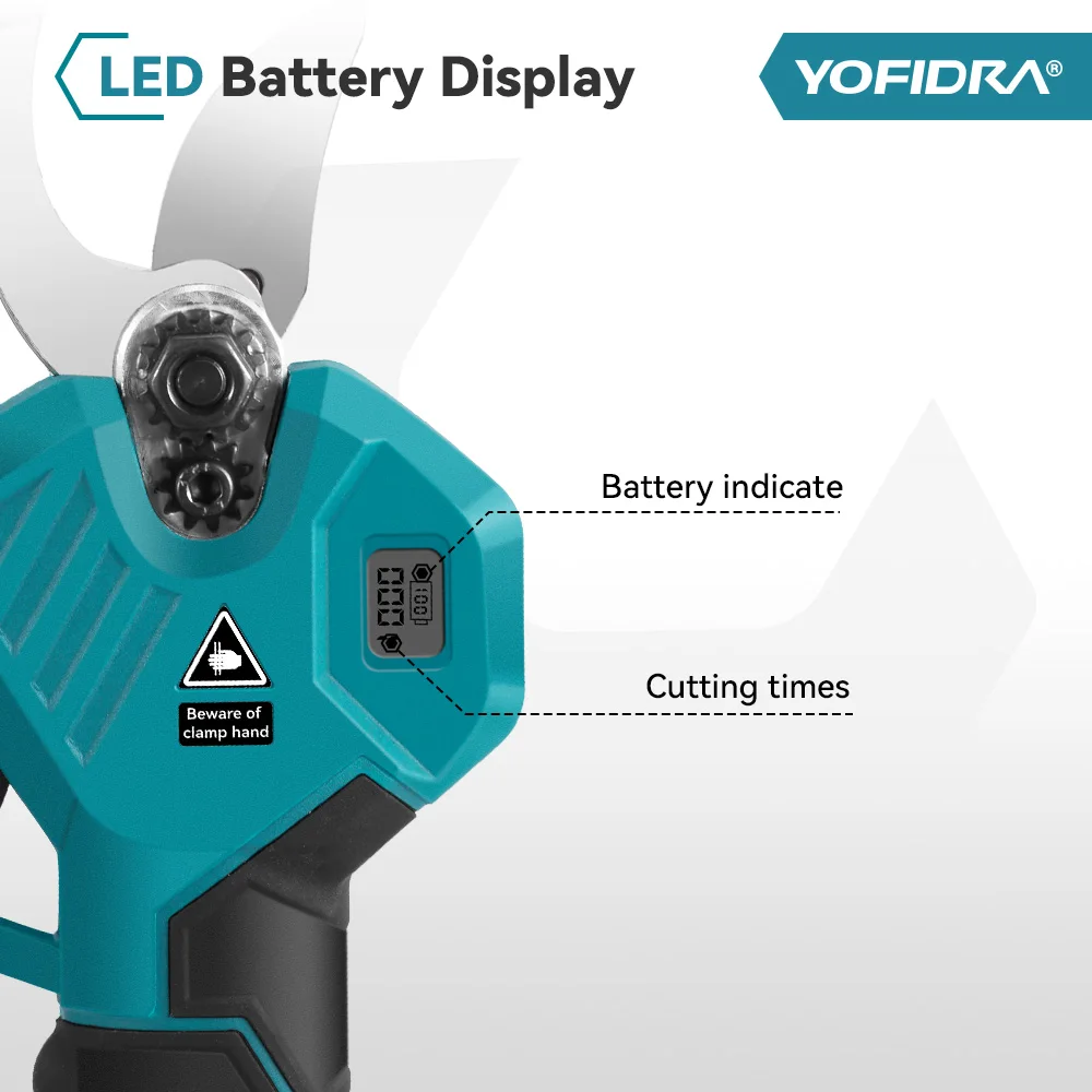 YOFIDRA 30mm Brushless Electric Pruning Shears 2 Gear Cordless Garden Electric Scissors Beautify Tool For Makita 18V-21V Battery 4