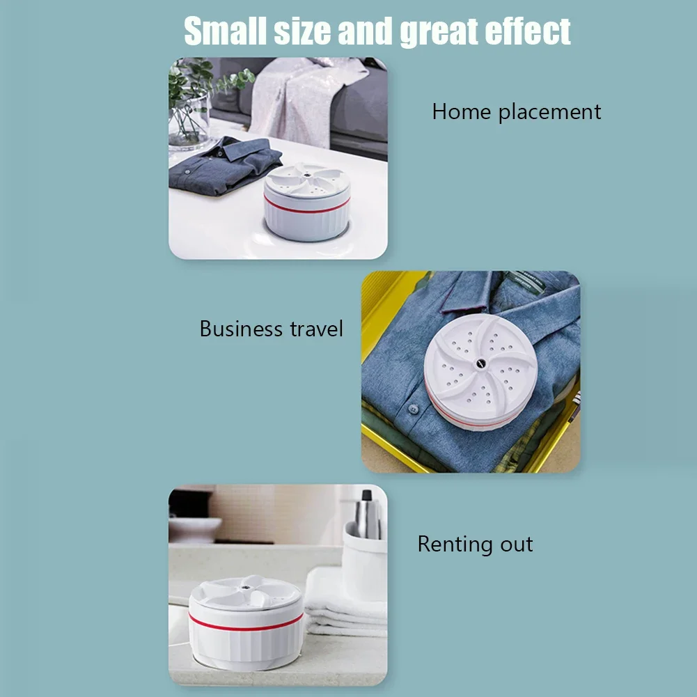 Portable Mini Washing Machine USB Powered Cleaning Washing Machine Removes Dirt Ultrasonic Turbo for Home Travel
