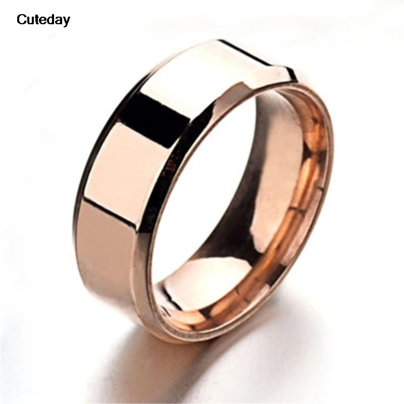 Men's Stainless Steel Band Rings - Black, Gold, Silver, US Sizes 6-13