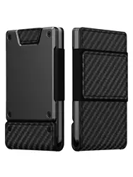 Deluxe RFID Blocking Leather Wallet with Pull - Out Card Holder and Metal Accents (Black)