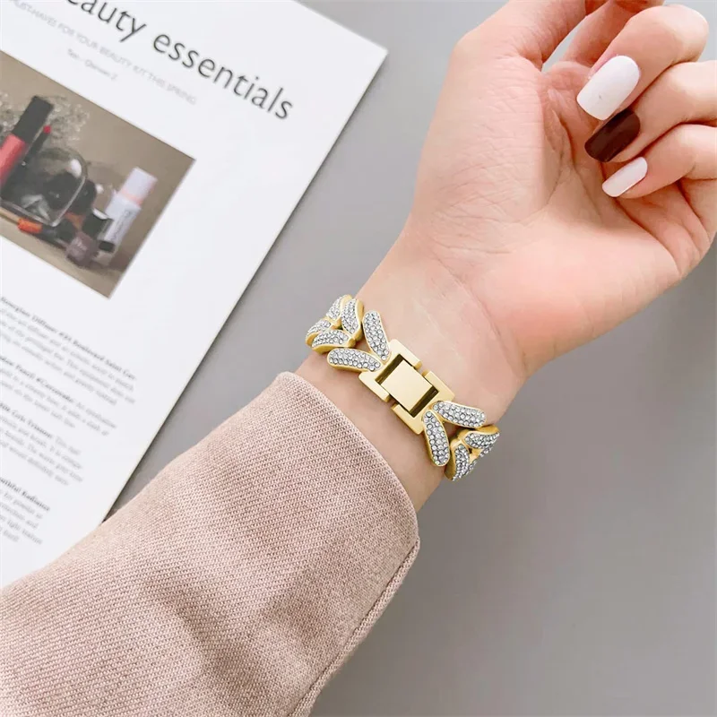 Elegant Diamond Metal Strap Bracelet for Women – Premium Watch Band Replacement