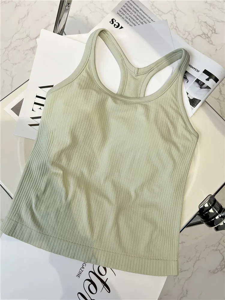 Women Longline Inner Padded Racerback Crop Tank Tops Basic Lounge Slim Fit Workout Tops for Gym Yoga Fitness yoga top sports tank