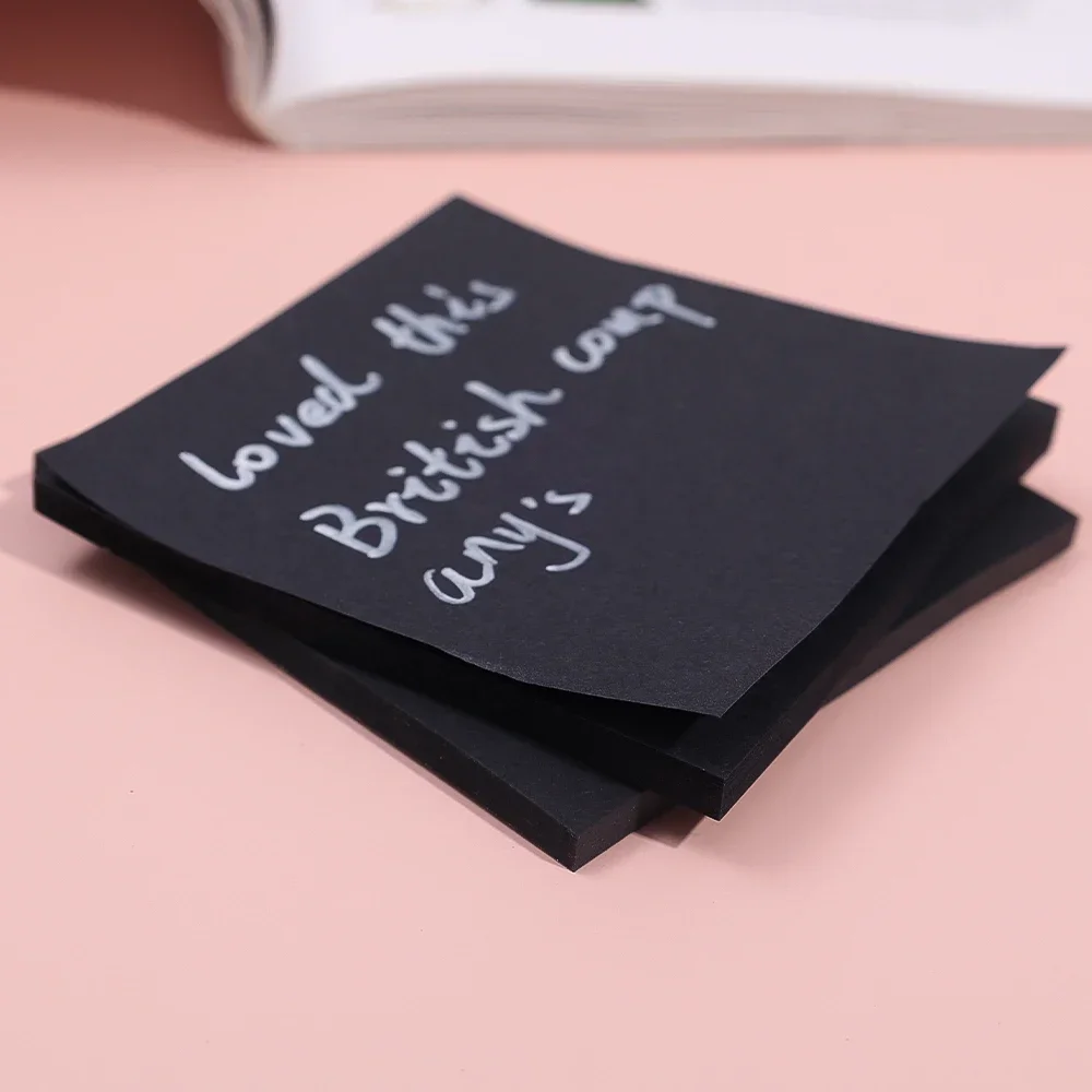 50 Sheets/pack Creative Paper Black Sticky Notes Self Adhesive Memo Pad Posted It Notepad School Office Stationery Supplies images - 6