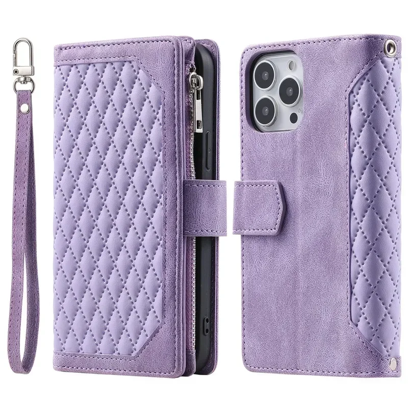Elegant Leather Crossbody Zipper Wallet & Phone Case with Card Holder and Flip Cover