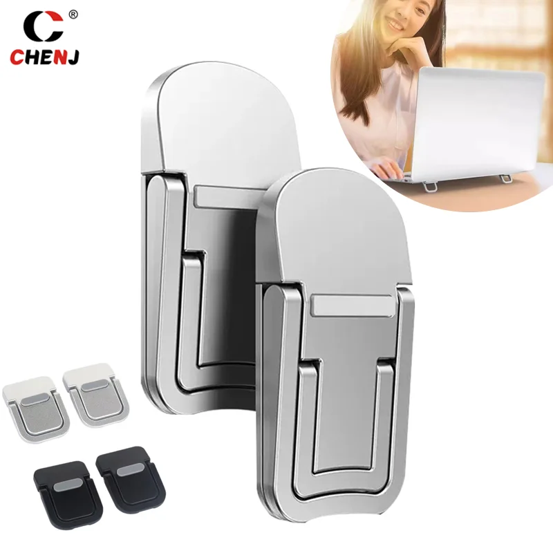 Laptop Stand Laptop Riser Stand 2Pcs Mini Portable Metal Holder Foldable Laptop Riser Bracket for Macbook Notebook Stand Cooling Holder