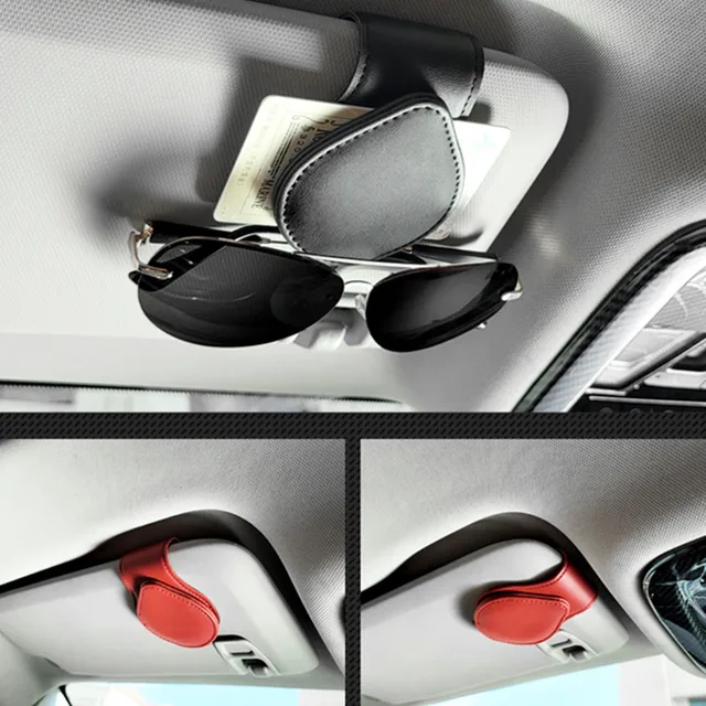 Leder Auto Sonnenblende Brille Fall Halter Sonnenbrille Clip