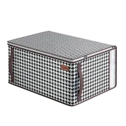 High-Capacity Non-Woven Quilt & Clothing Storage Bag - 65x50x30cm (Black and white)