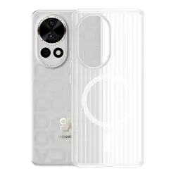 Luxury Corrugated Magsafe Transparent Shockproof Case with Bumper for Nova 12 (White)