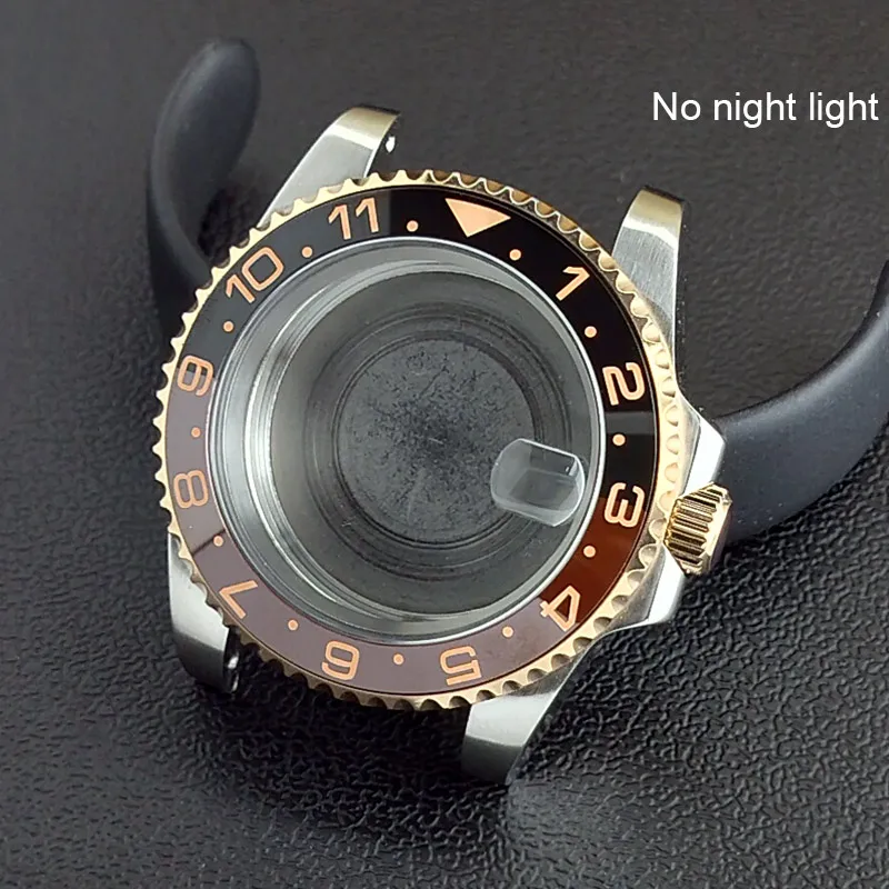 40MM Sapphire Glass GMT Bidirectional Rotation Watch Case with Accessories