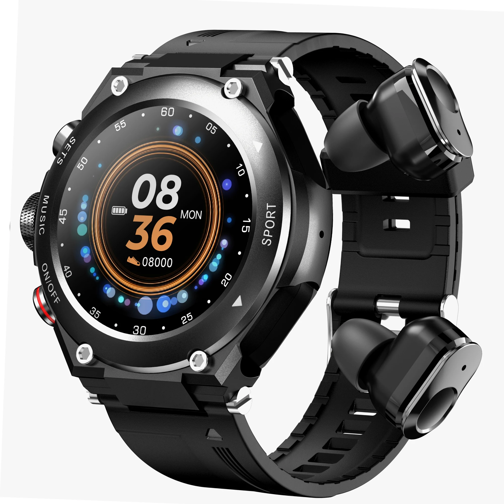 2020 새로운 블루투스 전화 스마트 워치 2-in-1 TWS 무선 헤드폰 심장 박동 혈압 모니터 스포츠 Smartwatch 남성 여성