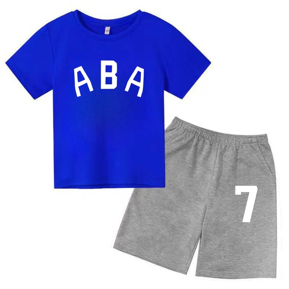 thumbnail image 1 of Ropa de bebé con estampado de letras para niños y adolescentes, conjunto de camiseta y pantalones cortos de verano de 2 piezas, conjunto informal de manga corta para niños y niñas, 1 of 5