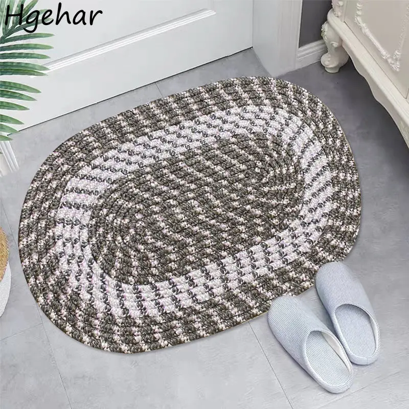 

Коврики для ванной ручной работы, двухсторонние Нескользящие напольные коврики для ванной, кухни, гостиной, Входные Коврики, овальные коврики, впитывающие воду