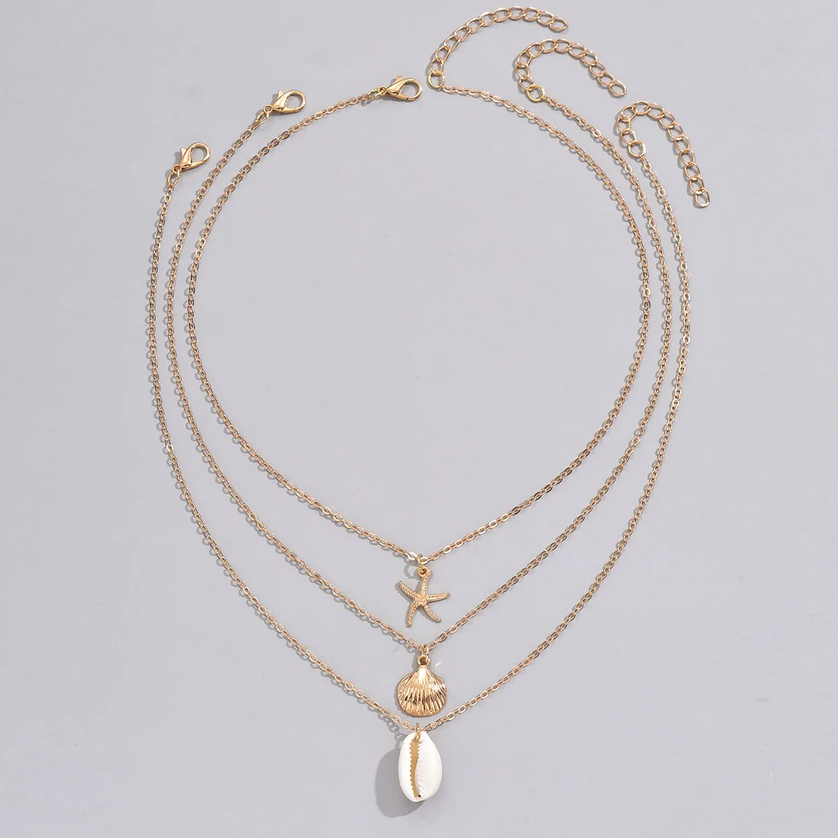 Bohemia Starfish Conch Shell Pendant Necklace for Women Trendy Gold Color Multi-Layer Chain Necklaces Summer Beach Jewelry Gifts