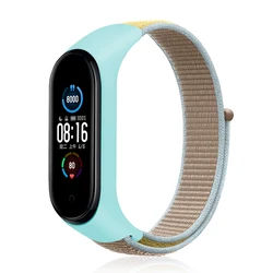 Nylon Sport Loop Bracelet - Adjustable Strap Wristband - Mi band 7 (Camel 22)