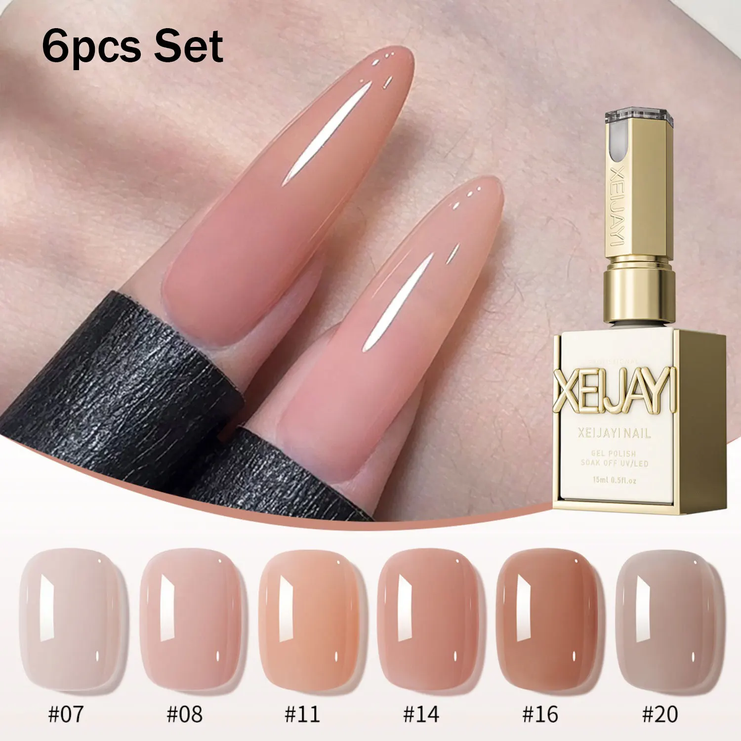 Nail Gel 15ml Ice-Transparent Nude Pink Nail Polish Full Set of Phototherapy Gel Suitable for Nail Salon DIY - 6