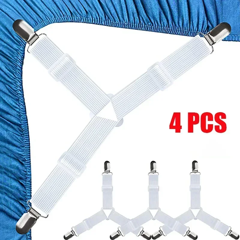 4-Piece Adjustable Triangle Bed Sheet Holders - Secure Mattress Clips