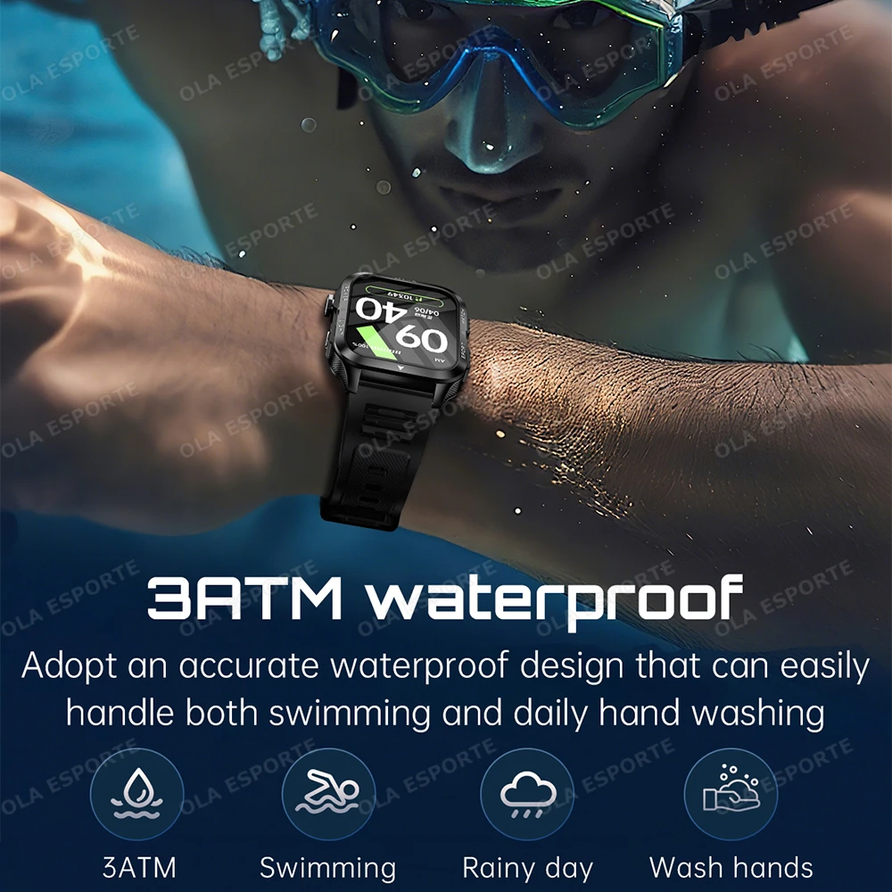 Outdoor Sport Smart Watch Men 880mah Large Battery 2 01" Hd Screen Led Flashlight Heart Rate Waterproof Bt Calls Smartwatch 2025, Alina Gadgets