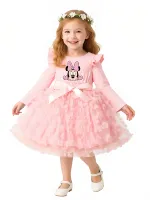 Mickey Minnie automne fille robe 3D papillon robes décontractées enfants anniversaire princesse robe à manches longues bébé filles vêtements 2-6Y 1
